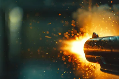Muzzle Flash From A Handgun In Dark Setting