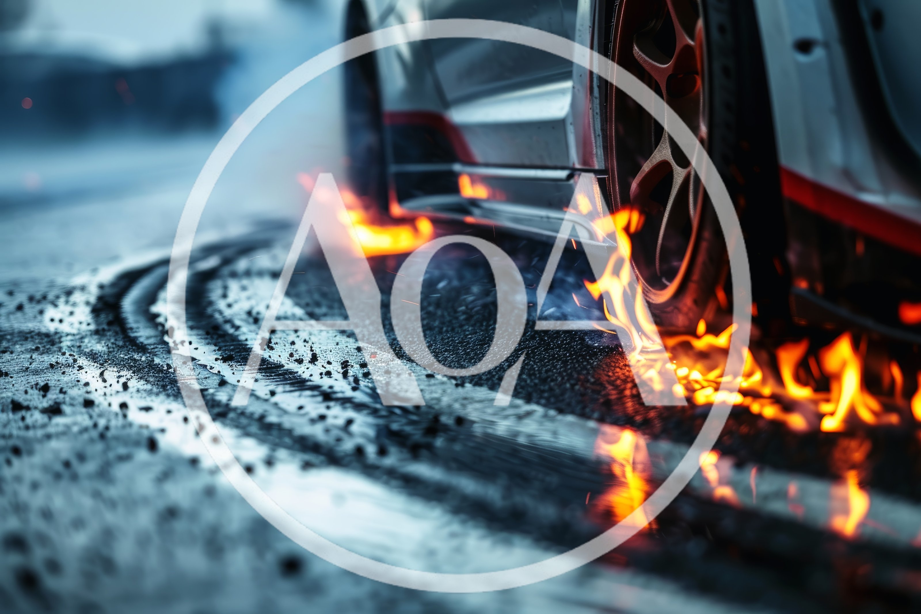 Sports Car Drifting With Burning Tires On Asphalt