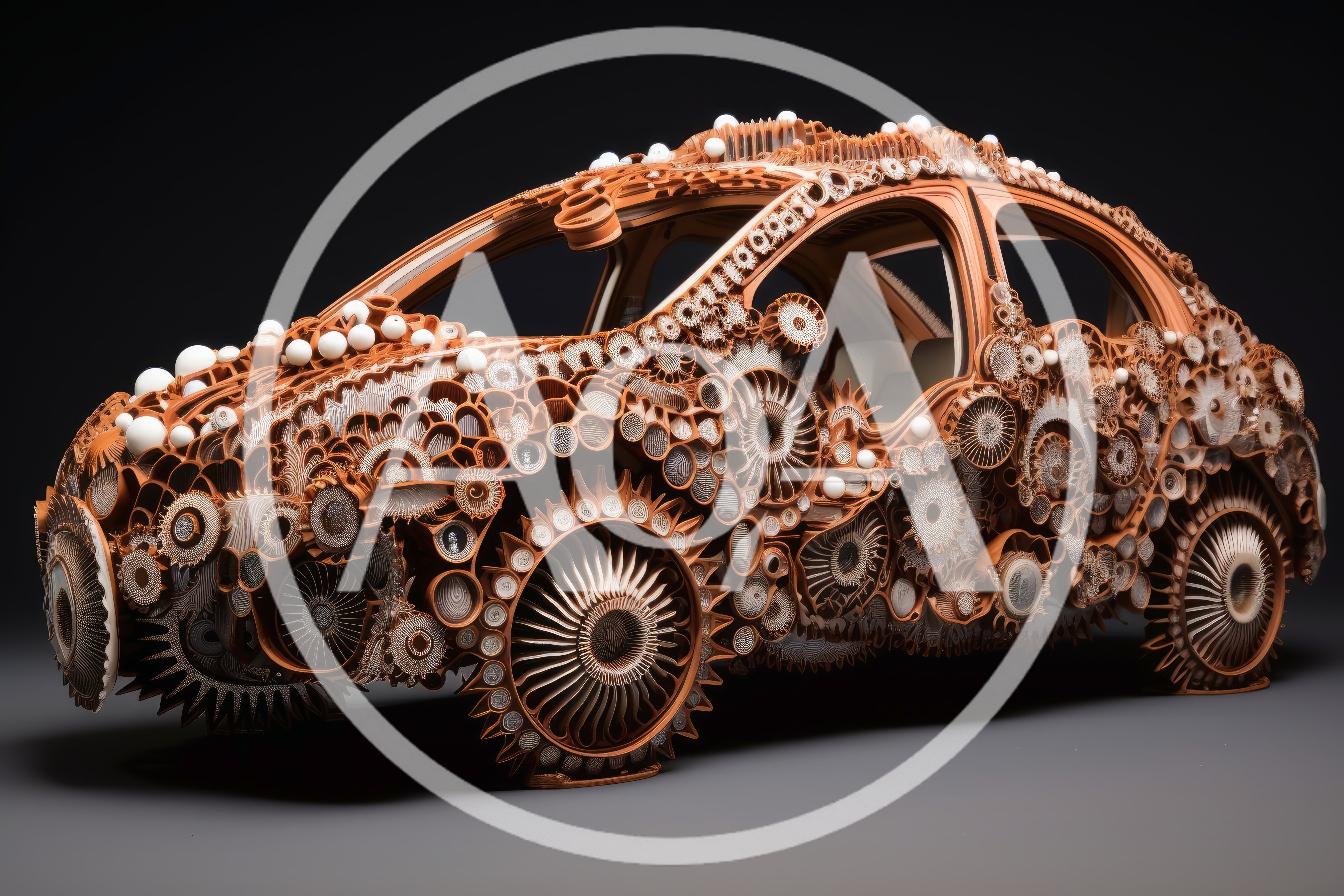 Intricate Steampunk Style Car Sculpture Made Of Gears