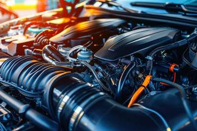 Modern Car Engine Bay Close Up