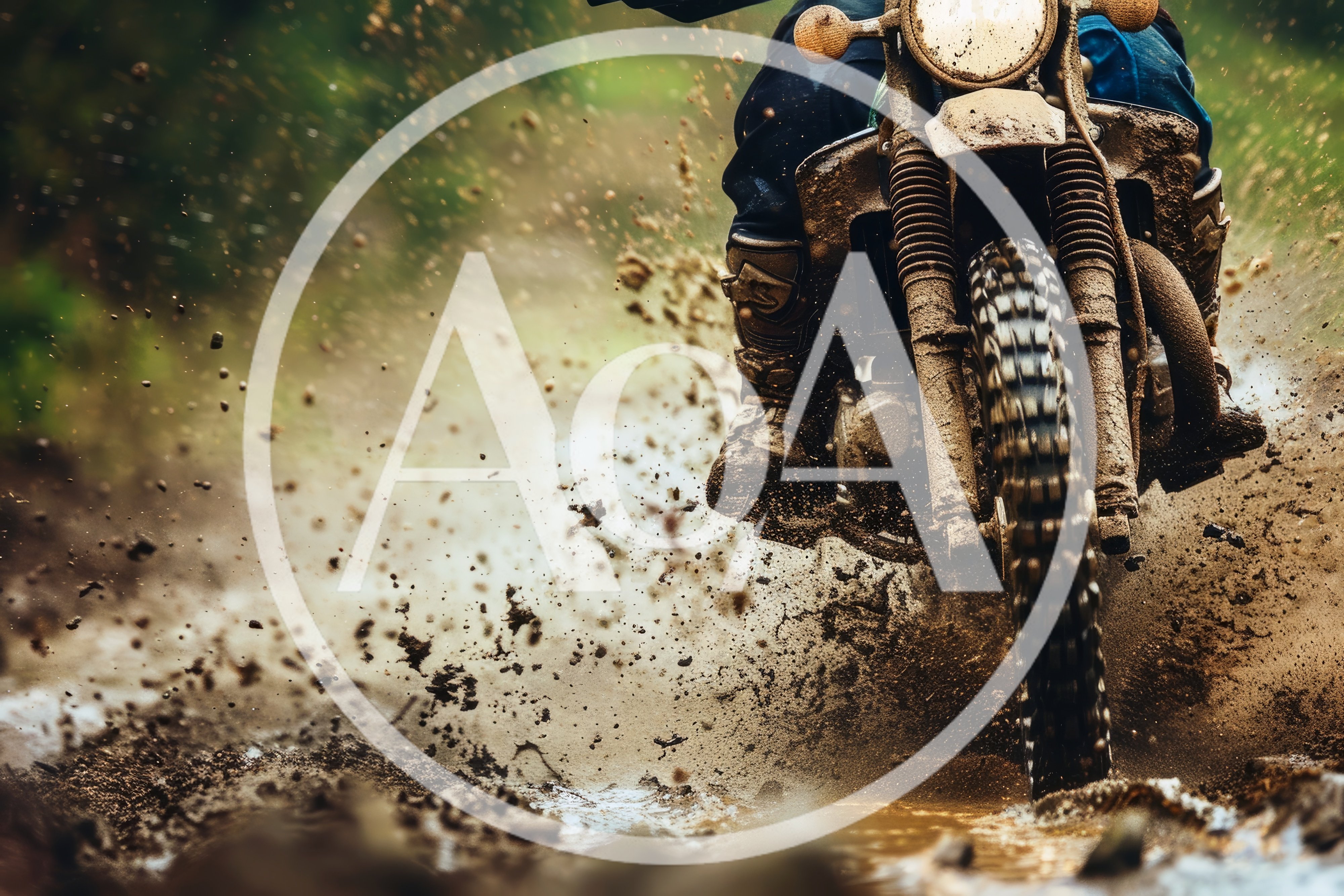 Dirt Bike Rider Splashing Through Muddy Trail