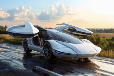 Futuristic Concept Car With Gullwing Doors