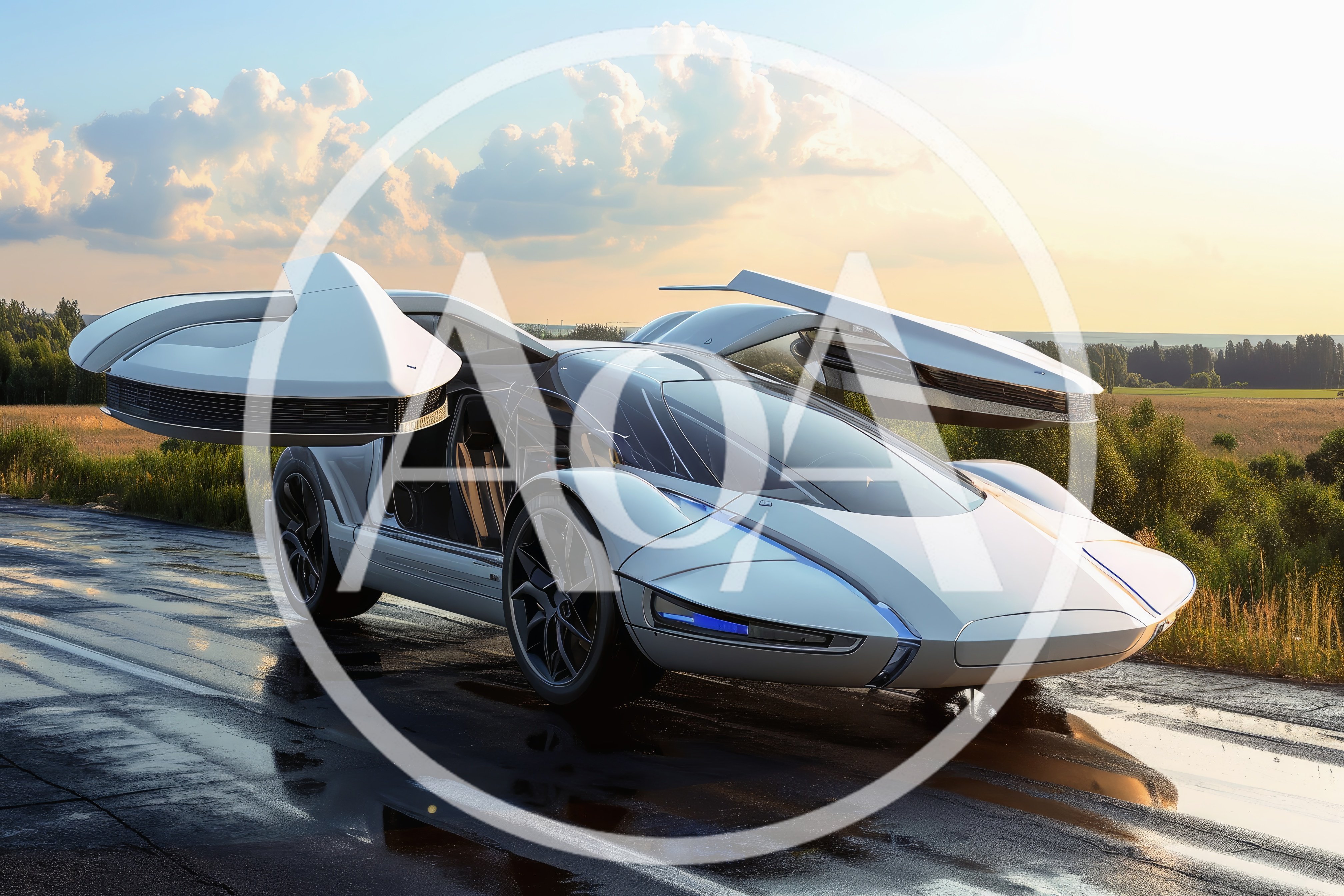 Futuristic Concept Car With Gullwing Doors