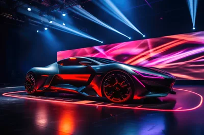 Futuristic Concept Sports Car On Stage