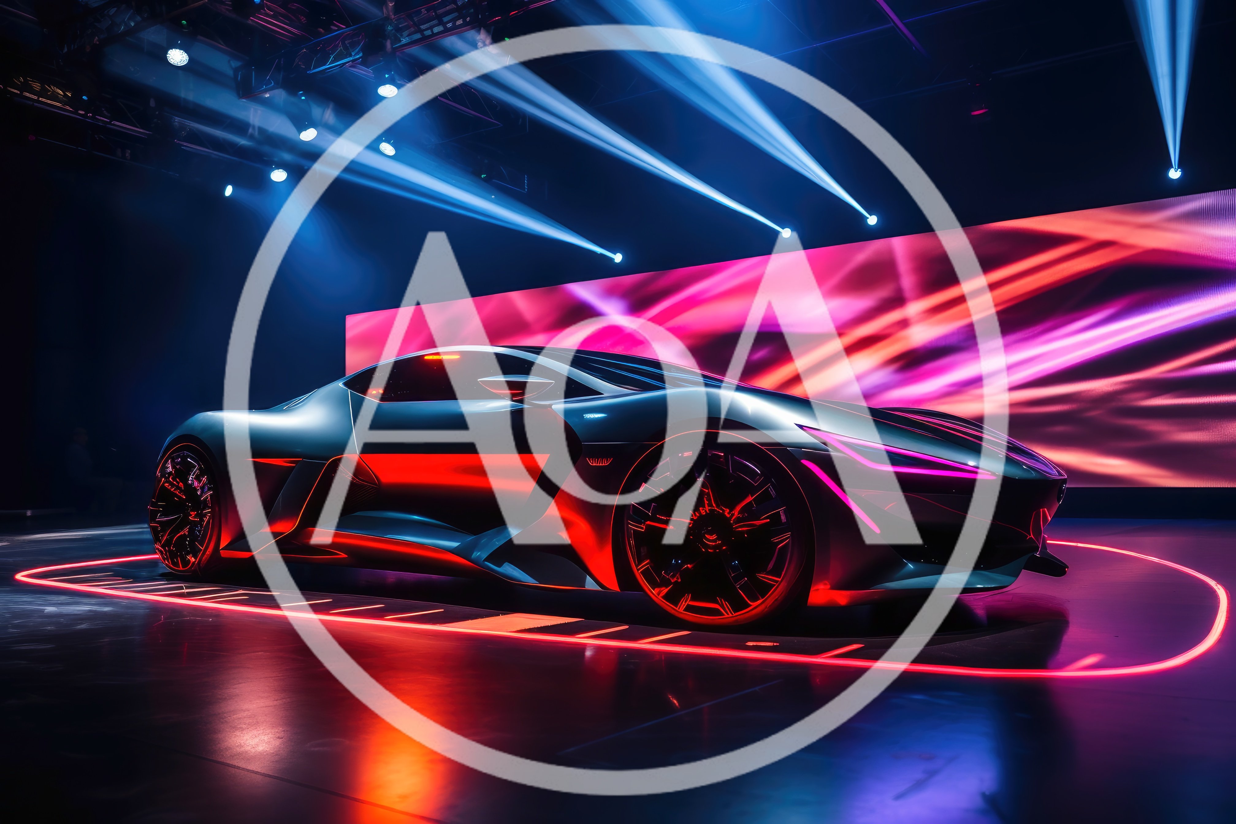 Futuristic Concept Sports Car On Stage