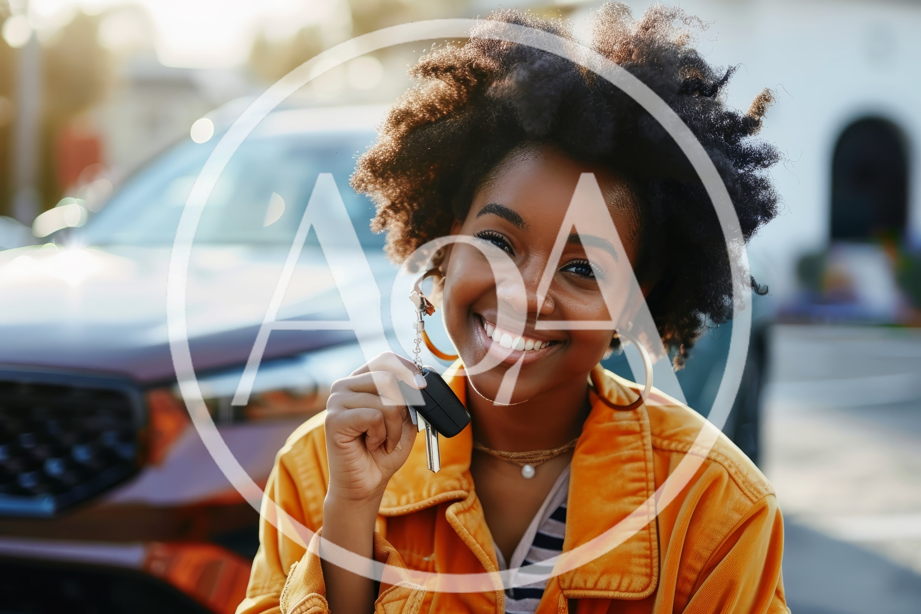 Happy Young Woman Holding New Car Keys