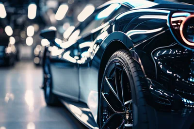 Close Up Of A Luxury Sports Car In A Showroom