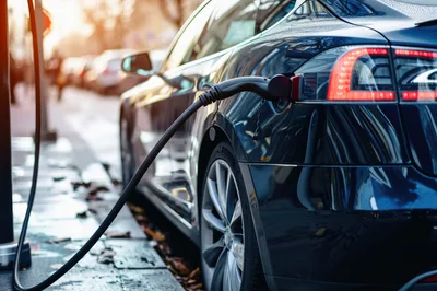 Electric Vehicle Charging At A Street Side Station