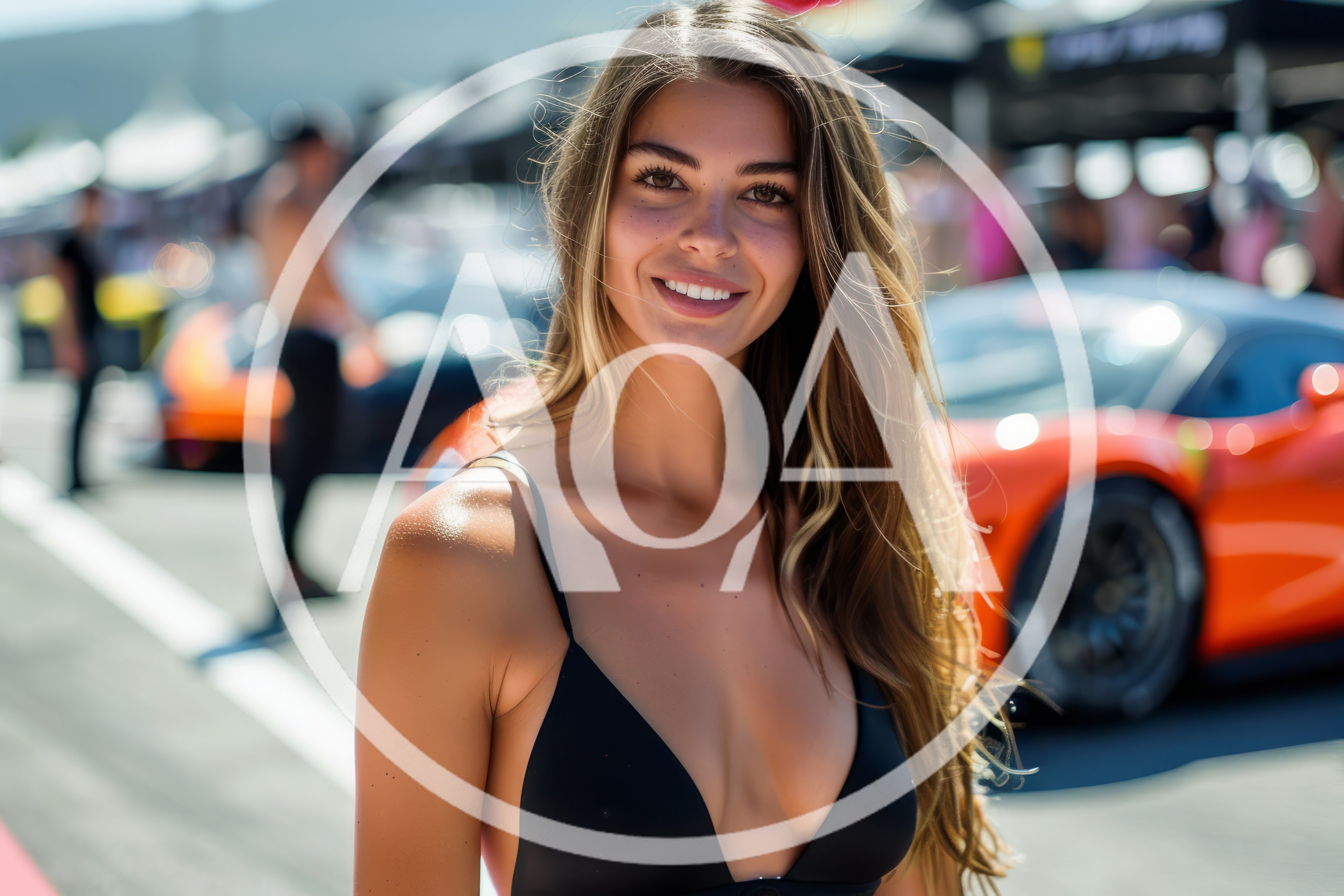 Beautiful Woman Posing At A Professional Race Track