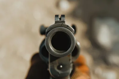 First Person View Of A Revolver Barrel