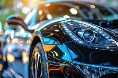 Close Up Of A Luxury Sports Car Headlight