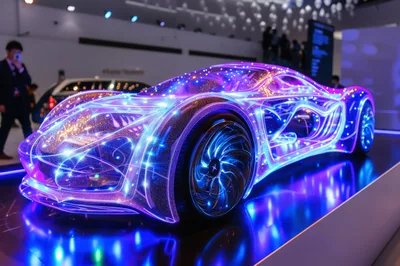 Futuristic Glowing Concept Car Displayed At Auto Show