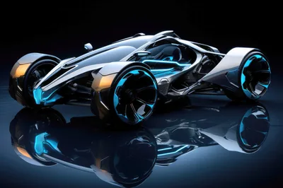 Futuristic Concept Sports Car With Glowing Blue Accents