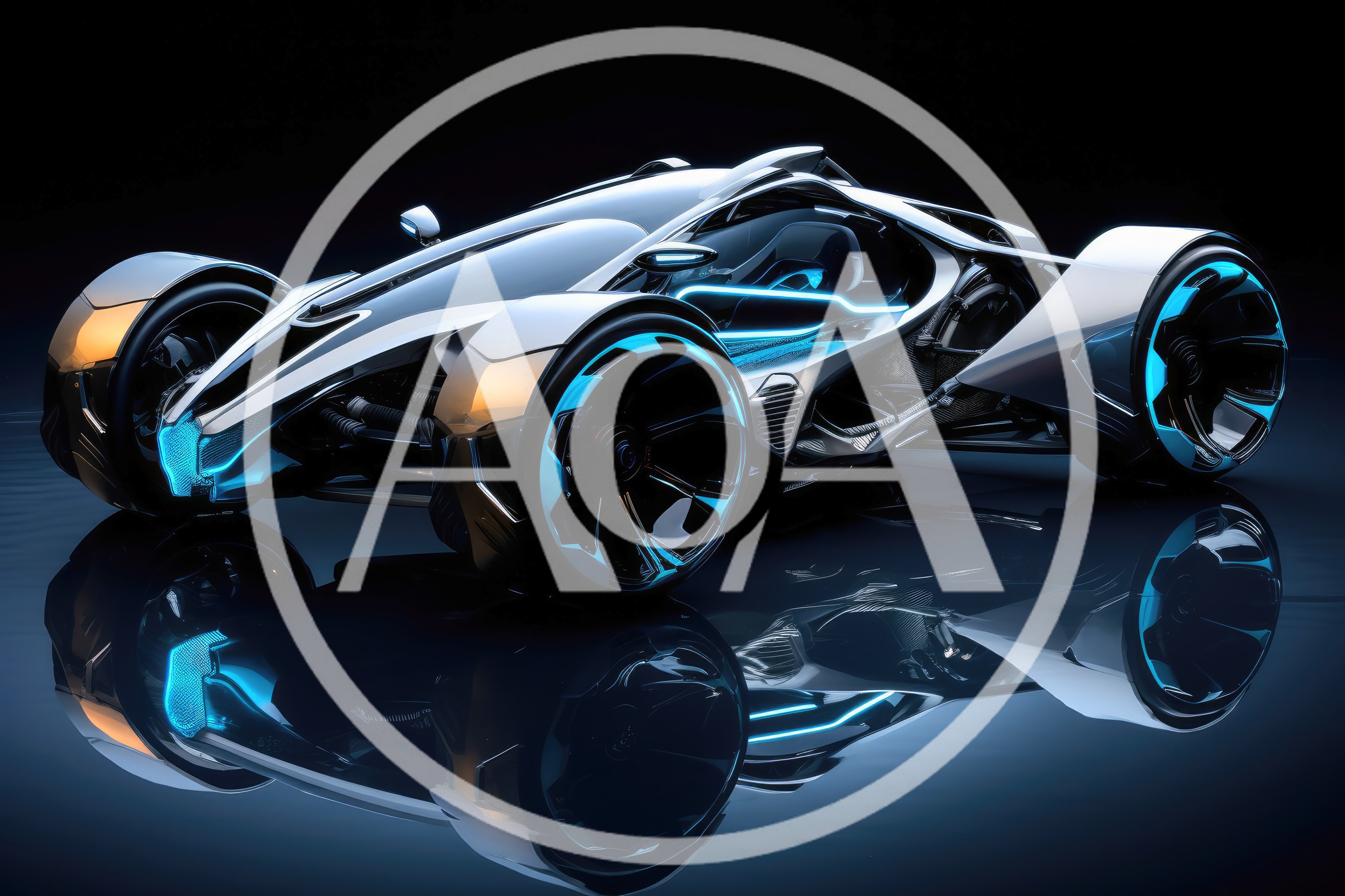 Futuristic Concept Sports Car With Glowing Blue Accents