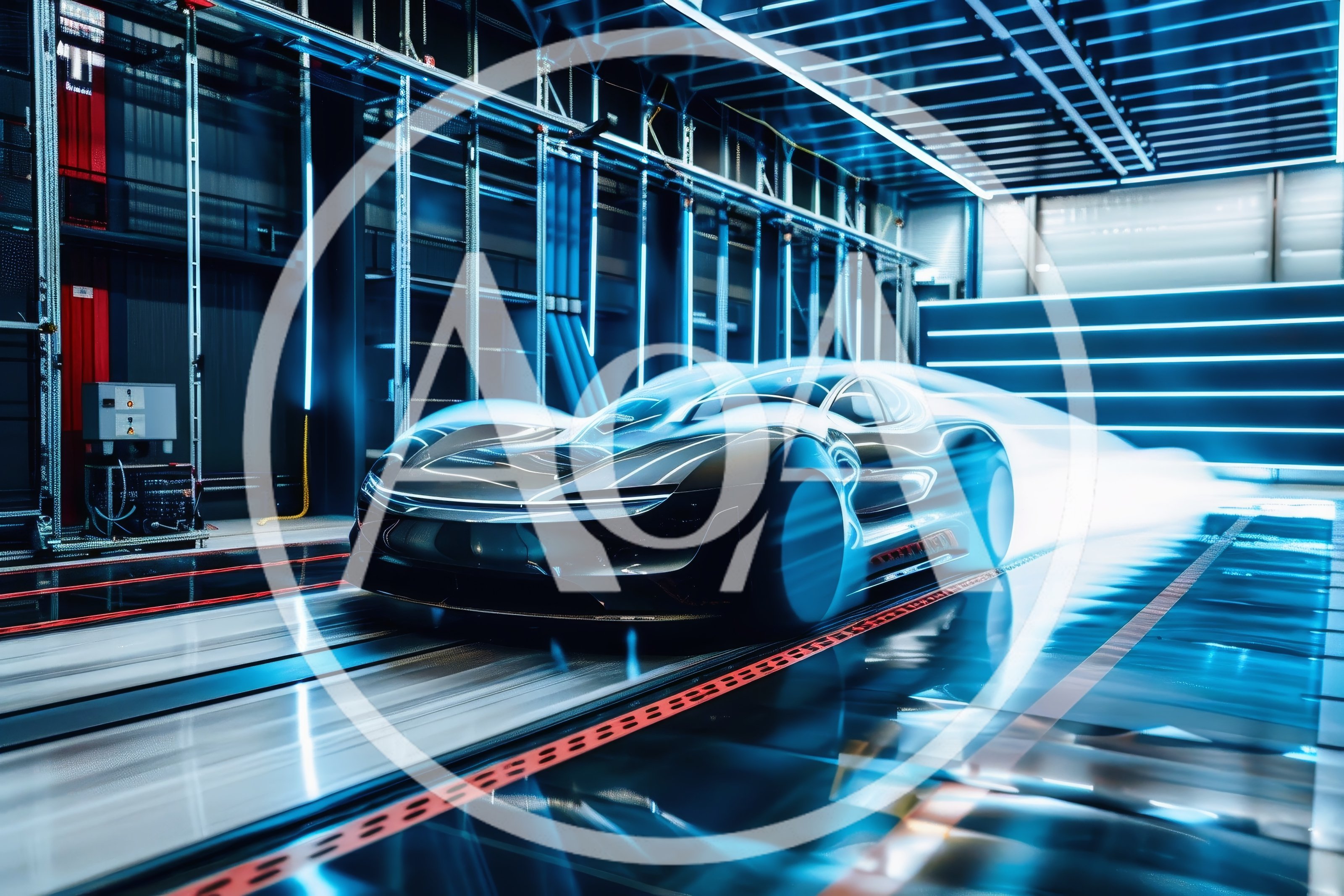 Futuristic Concept Car In High Tech Wind Tunnel