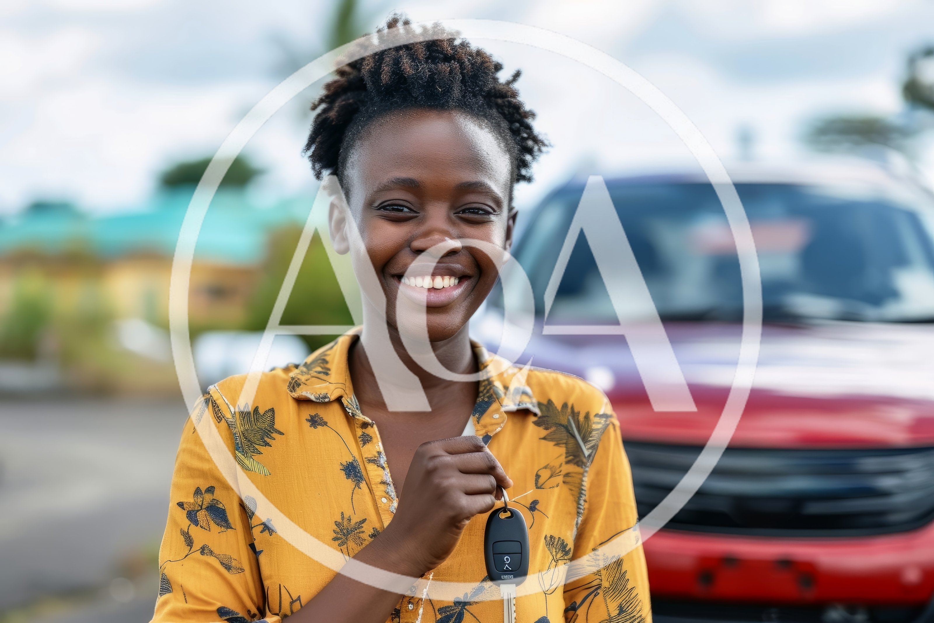 Happy Young Woman Holding Car Keys