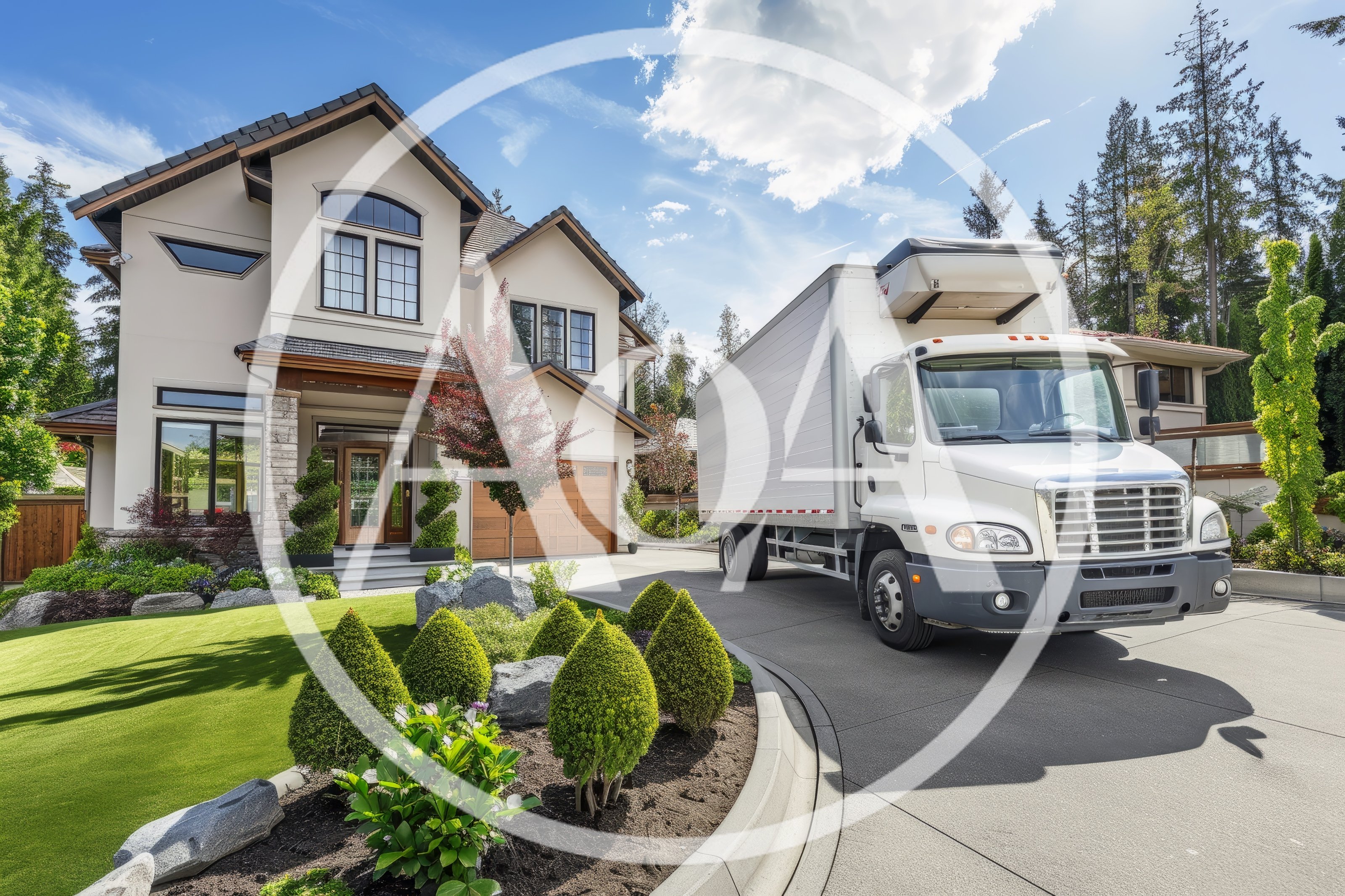 White Box Truck Parked In Residential Driveway