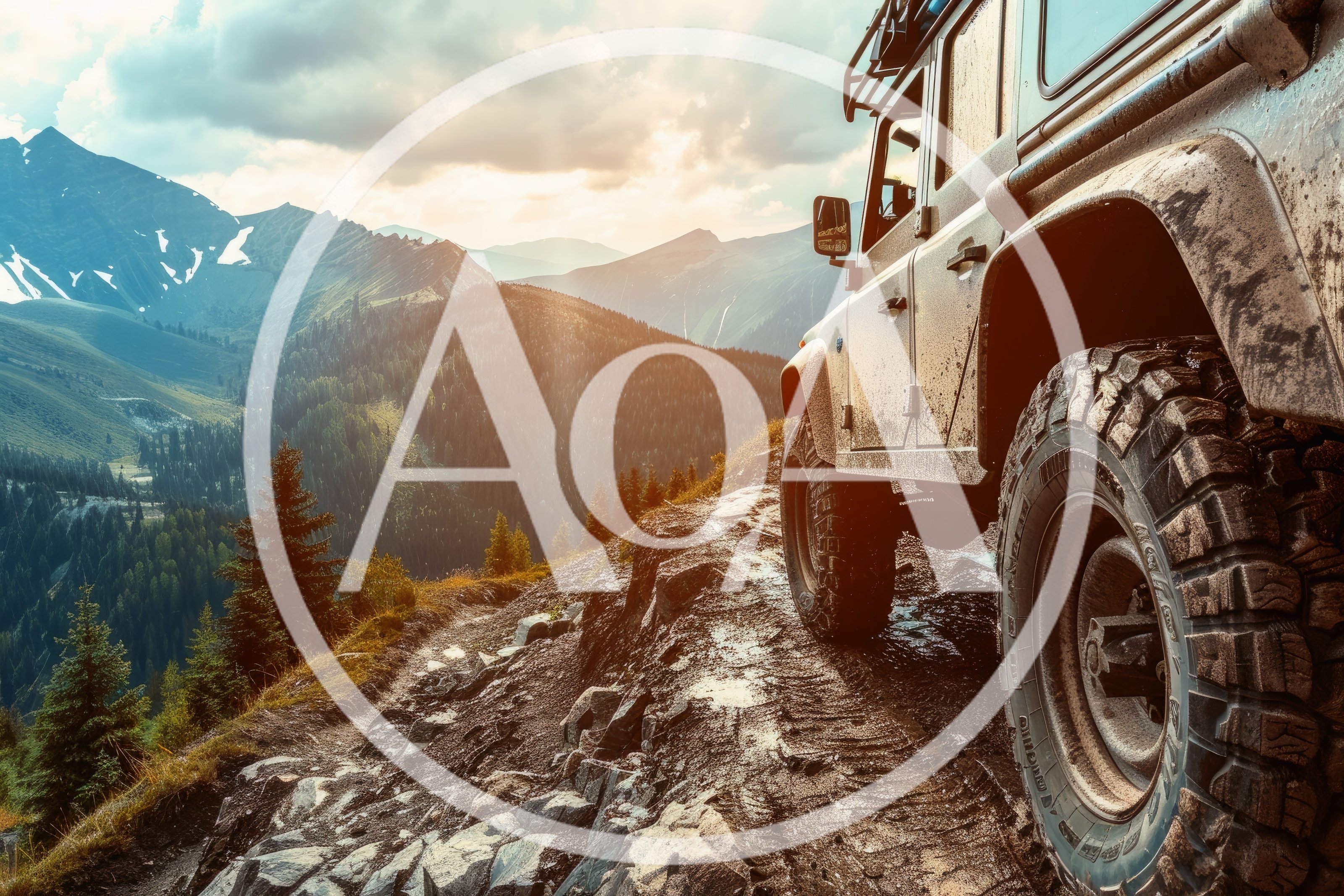 Off-Road Vehicle Driving On Rugged Mountain Trail