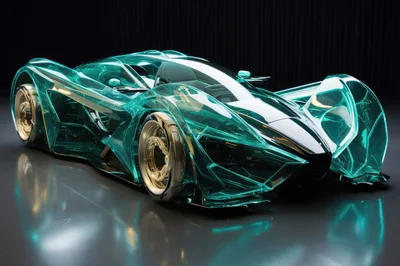 Futuristic Translucent Teal Concept Supercar