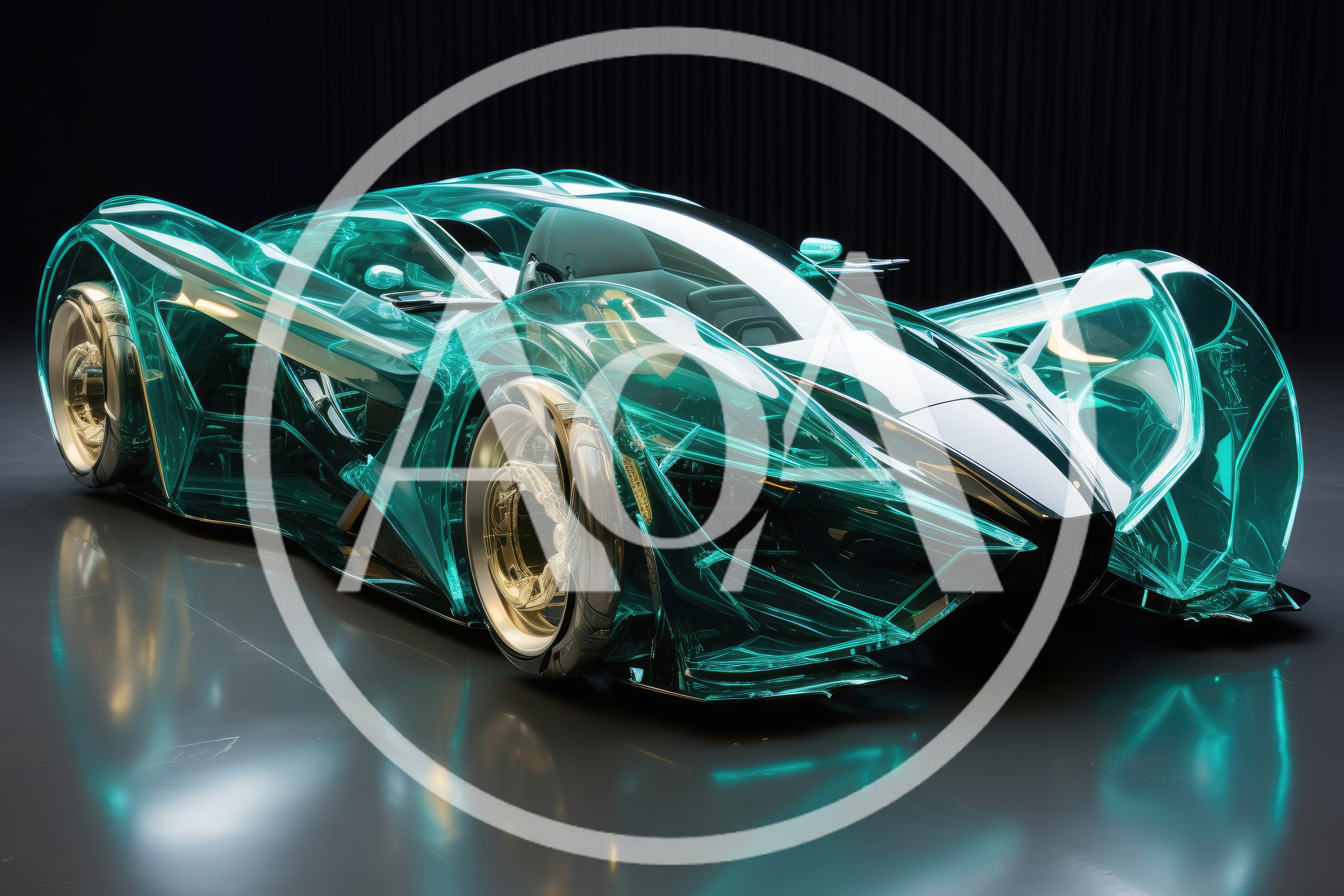 Futuristic Translucent Teal Concept Supercar