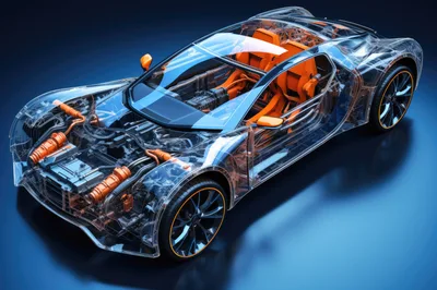 Transparent Concept Sports Car With Visible Internal Components