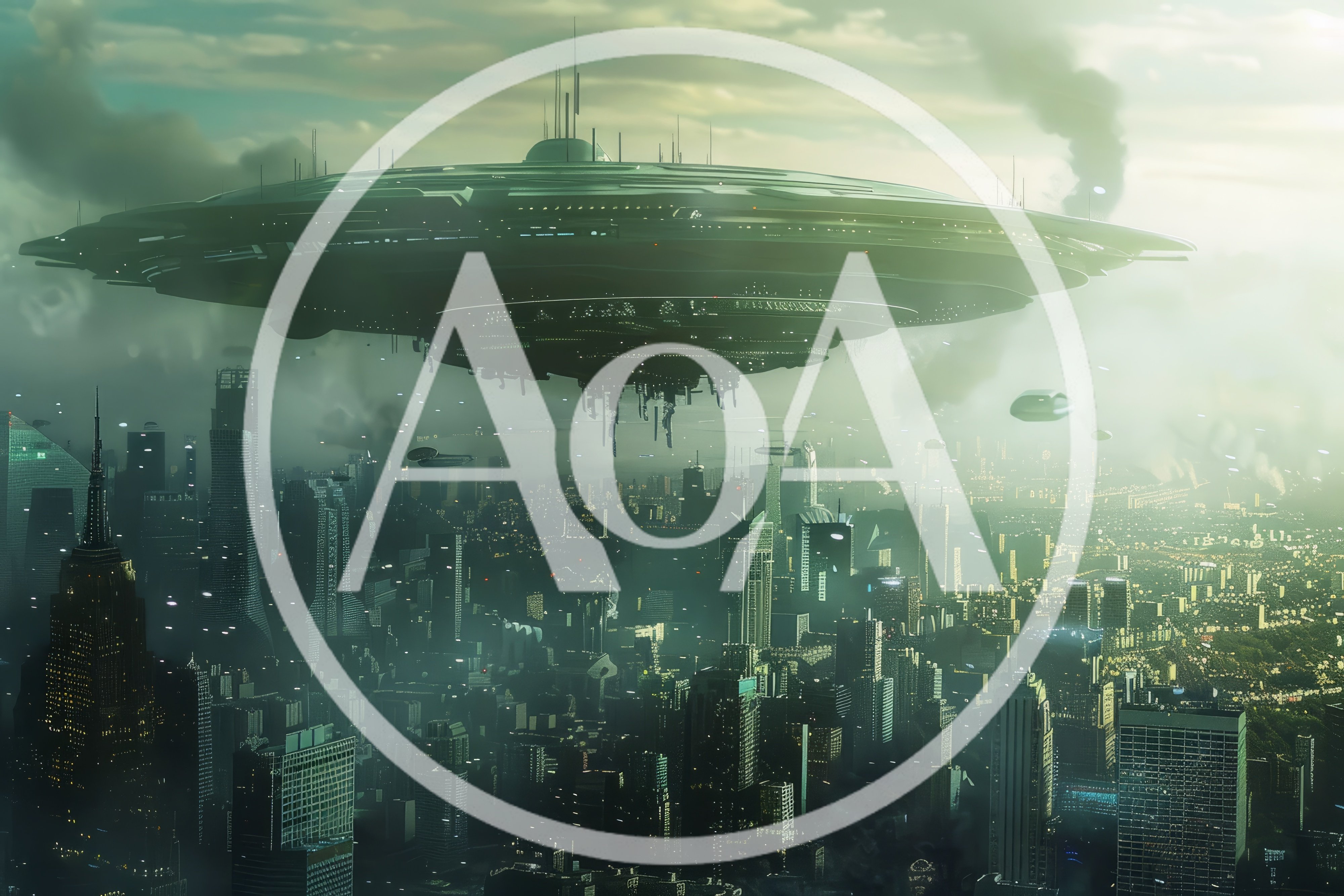 Massive Alien Mothership Hovering Over Futuristic Cityscape
