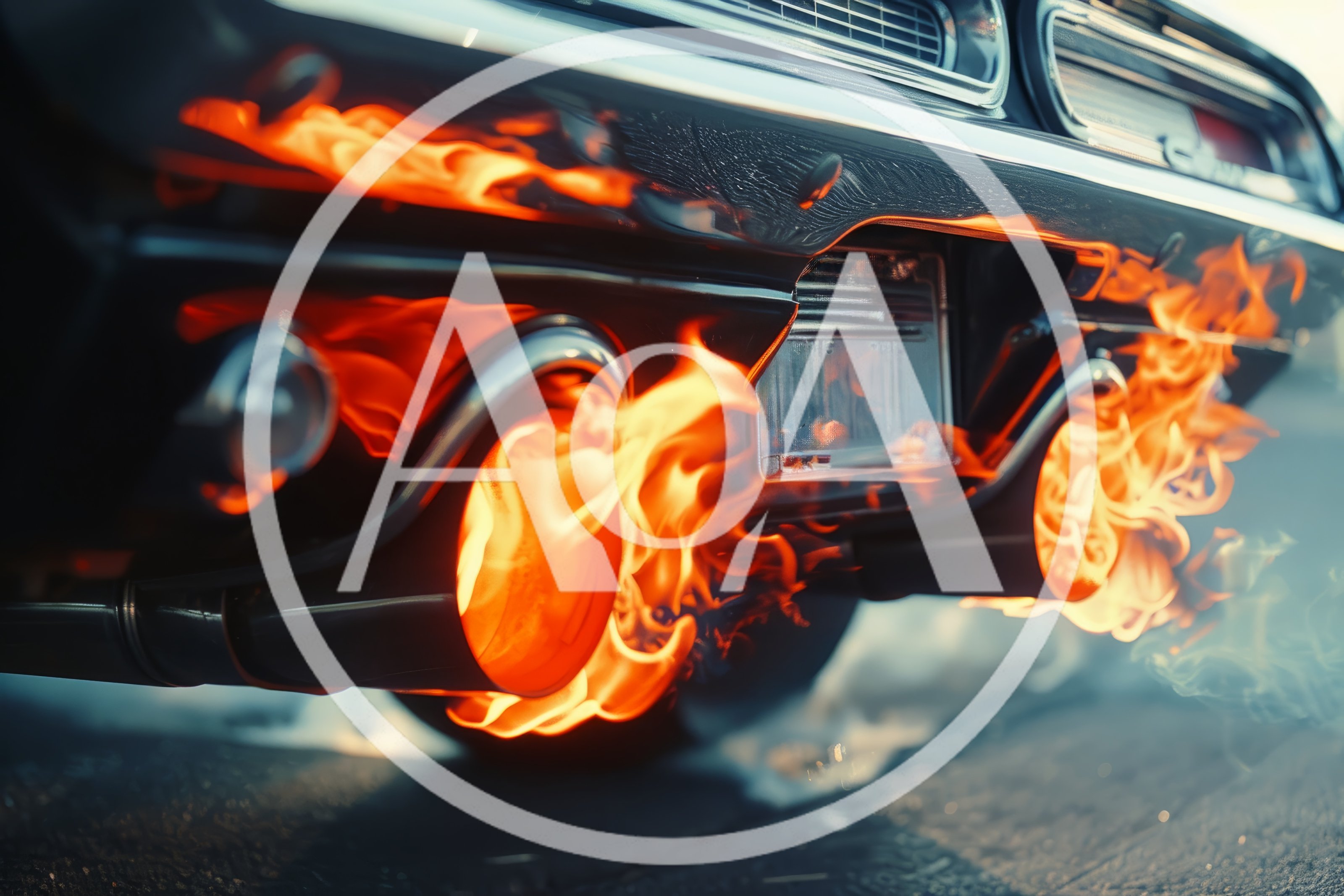 Muscle Car Exhaust Pipes Spewing Intense Flames