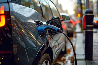 Electric Vehicle Charging At A Street Side Station