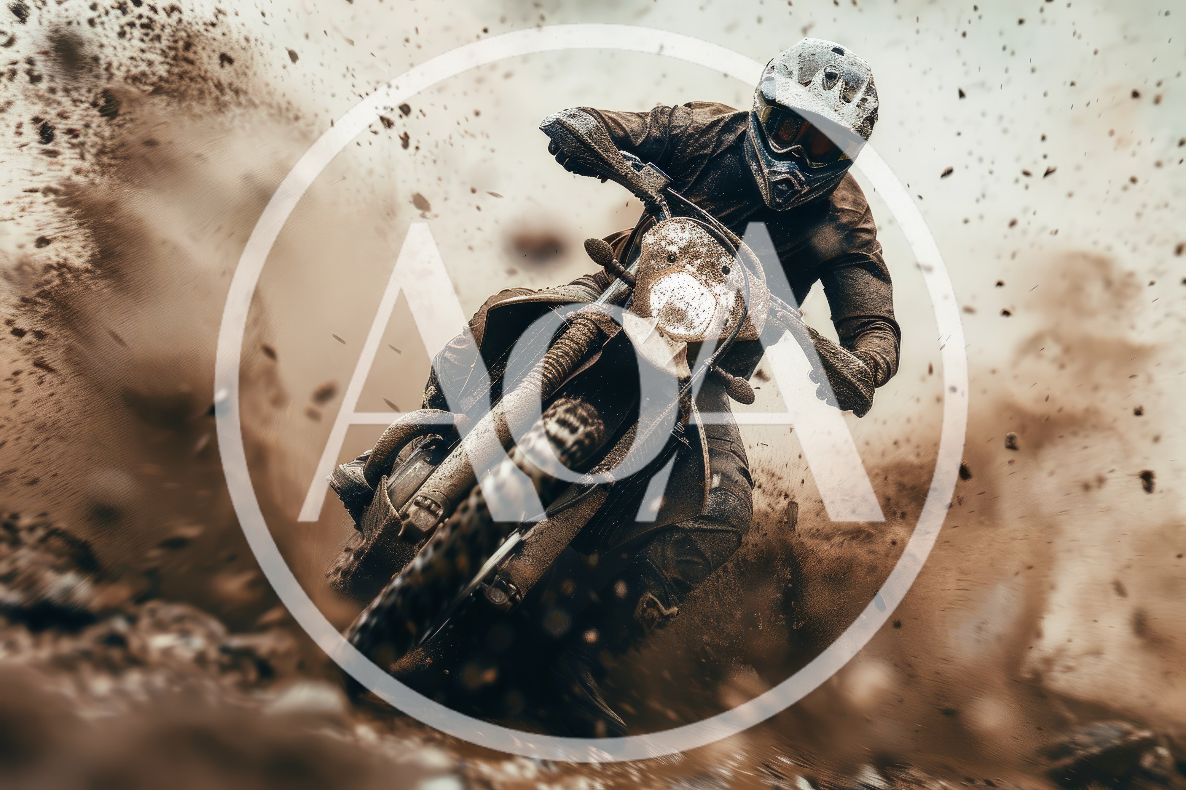 Motocross Rider Racing Through Muddy Terrain