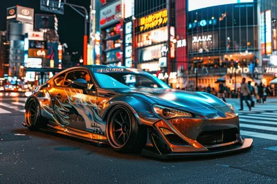 Custom Modified Sports Car In Tokyo City Street