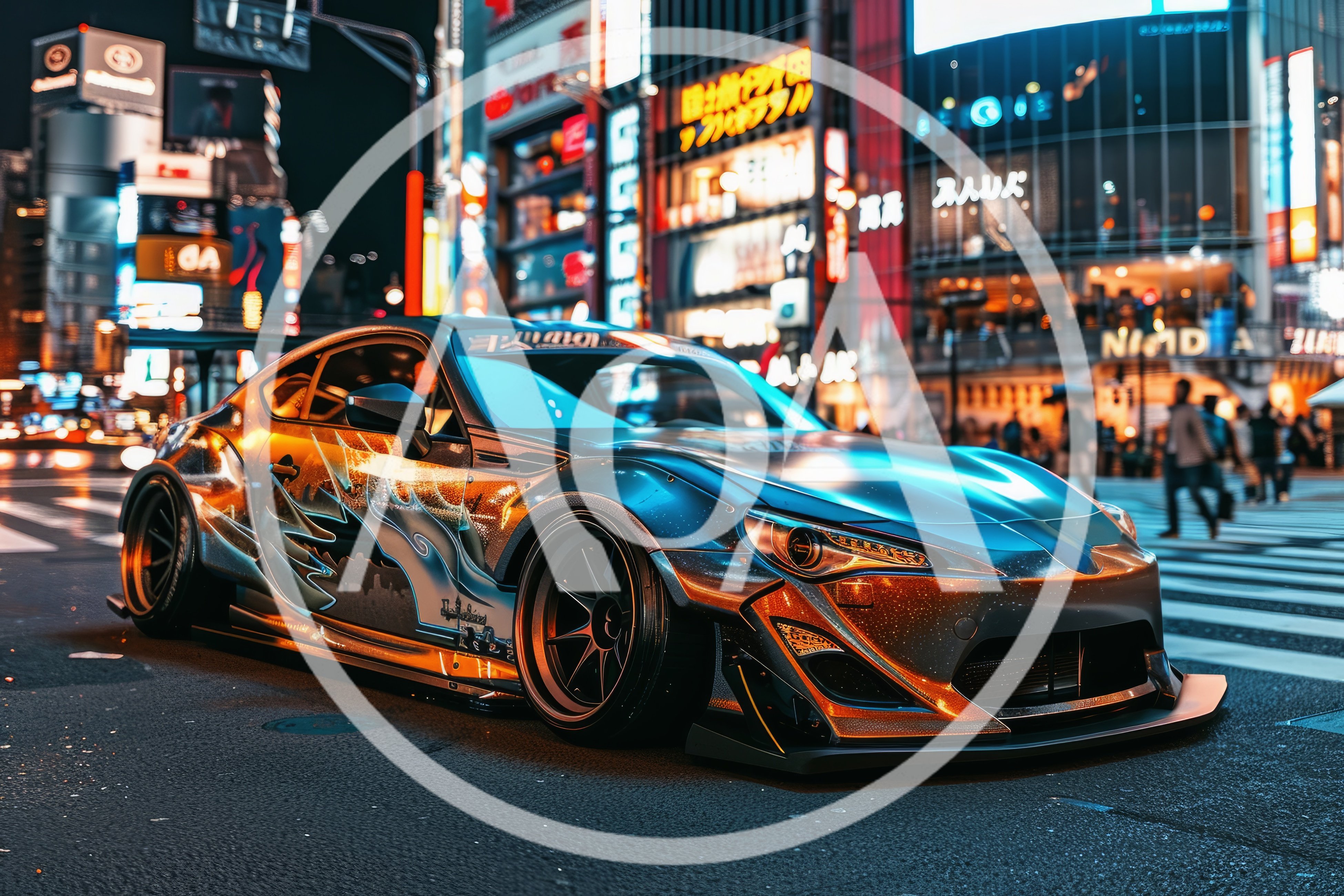 Custom Modified Sports Car In Tokyo City Street