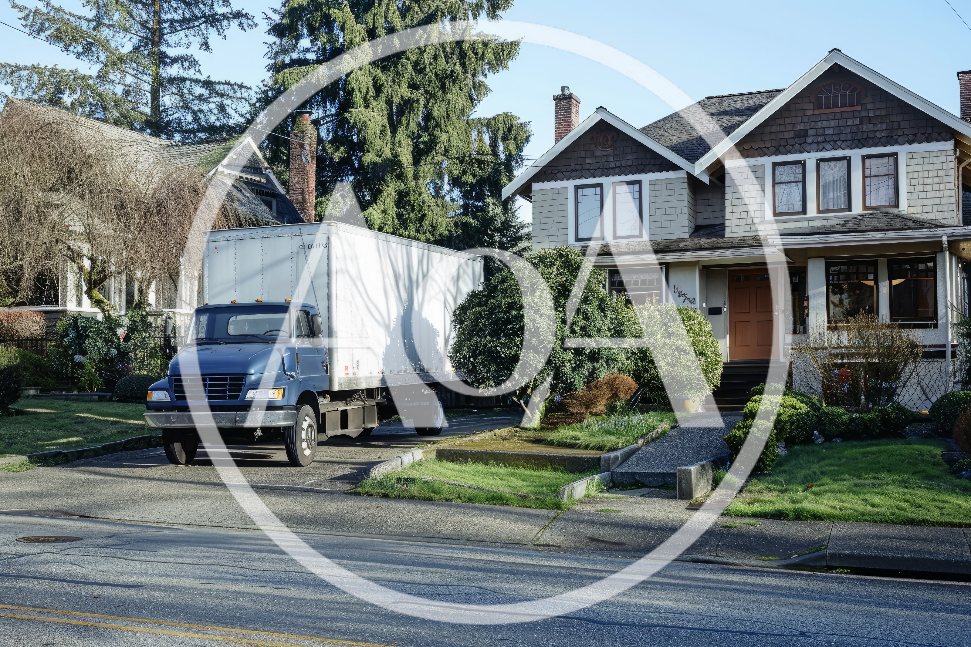 Moving Truck Parked In Residential Driveway
