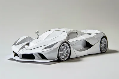 White Papercraft Model Of A Modern Supercar