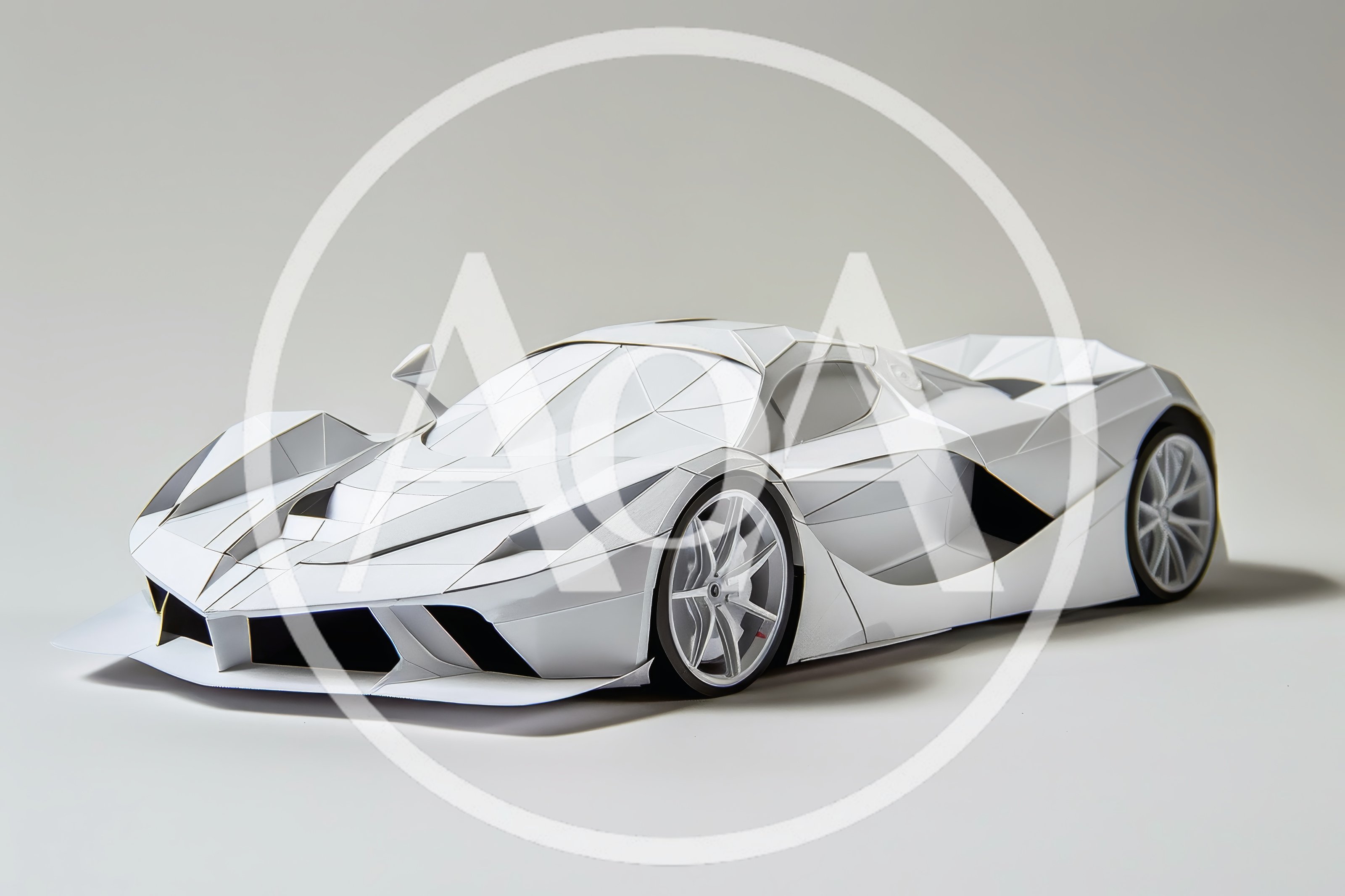White Papercraft Model Of A Modern Supercar