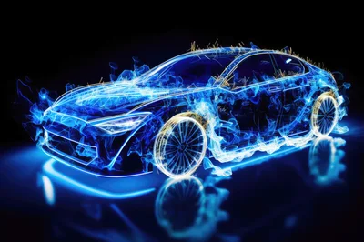 Abstract Glowing Blue Energy Car Concept