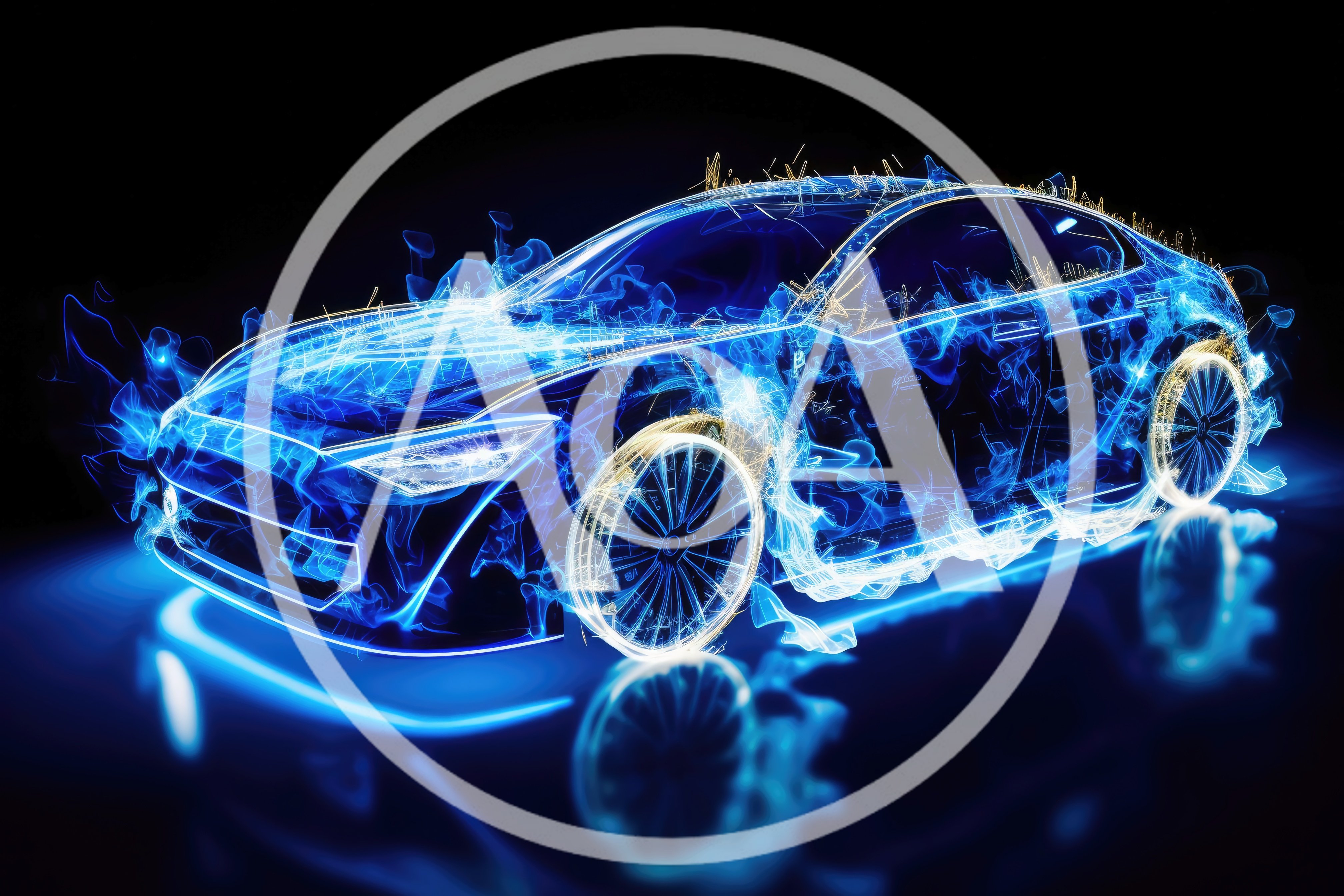 Abstract Glowing Blue Energy Car Concept