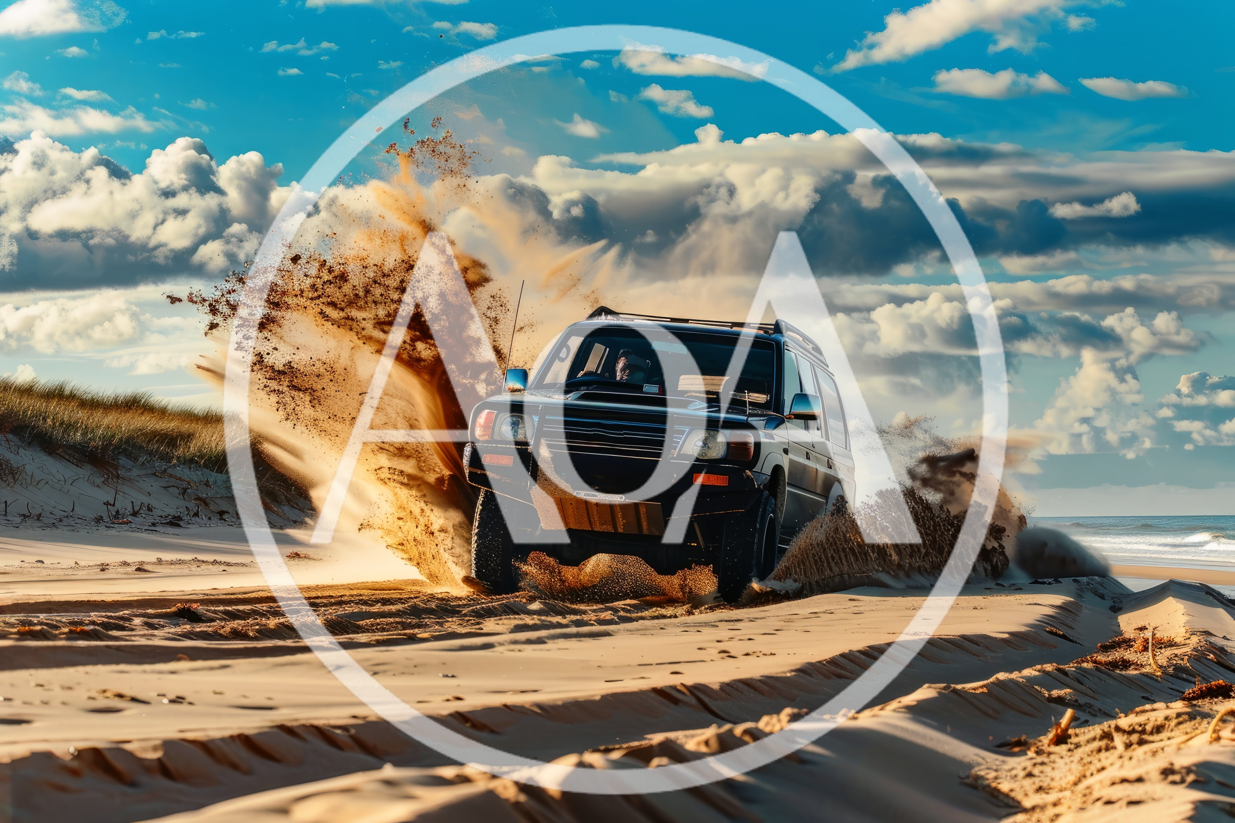 Off-Road SUV Driving Through Sand Dunes