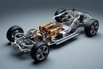 Electric Vehicle Chassis With Exposed Drivetrain Components