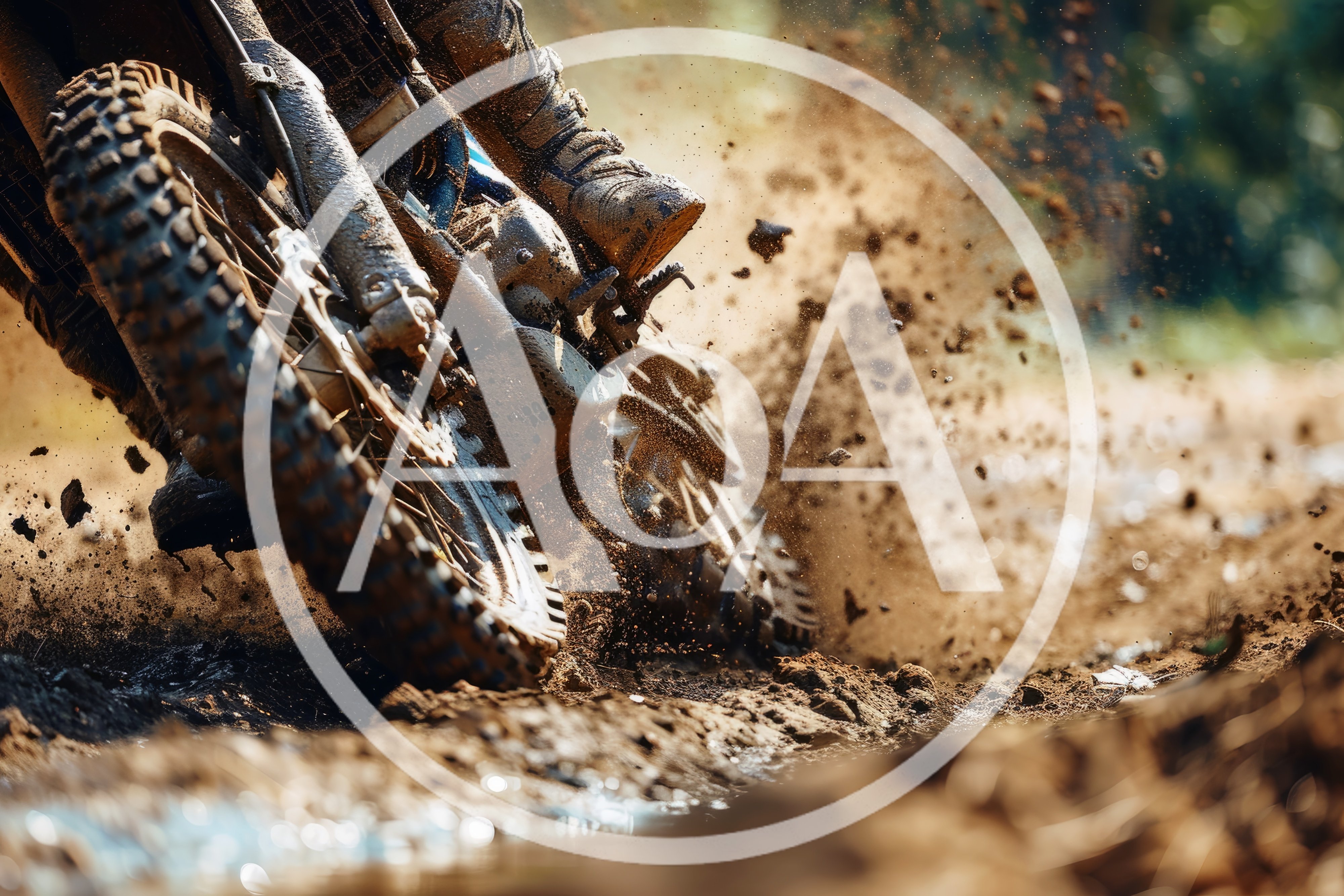 Motocross Bike Accelerating Through Muddy Terrain