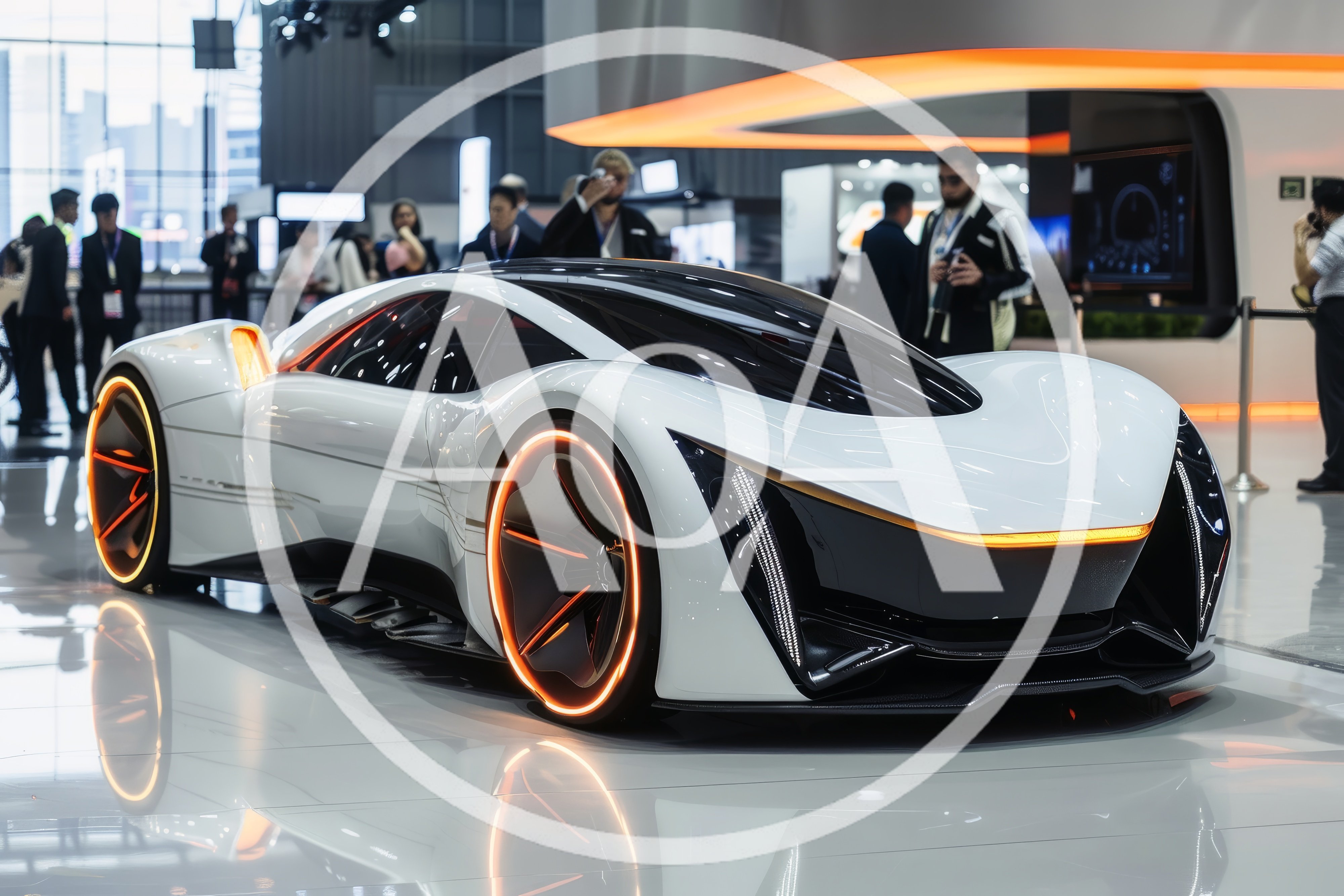 Futuristic White Concept Car Displayed At Auto Show