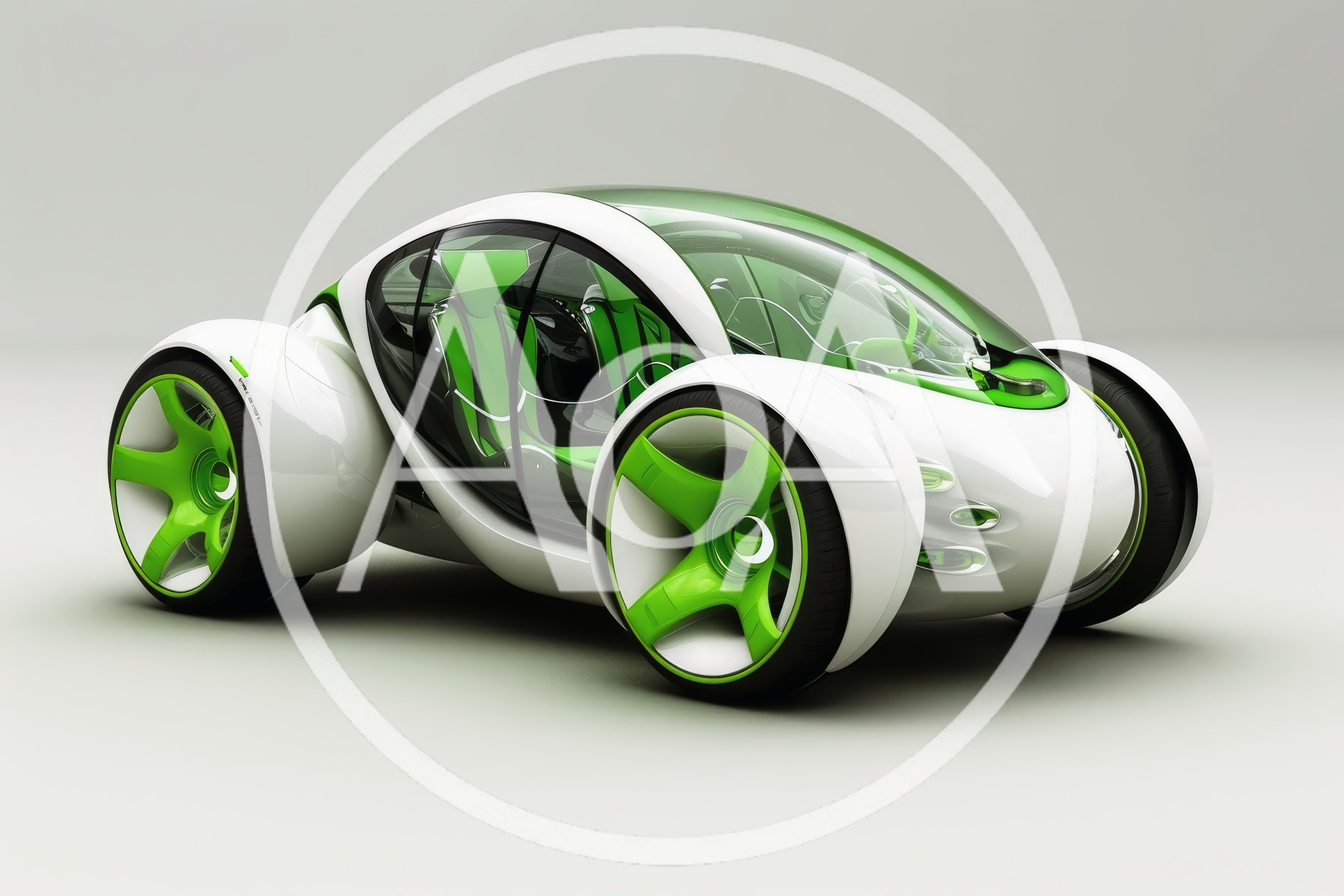 Futuristic Concept Car With Green And White Design