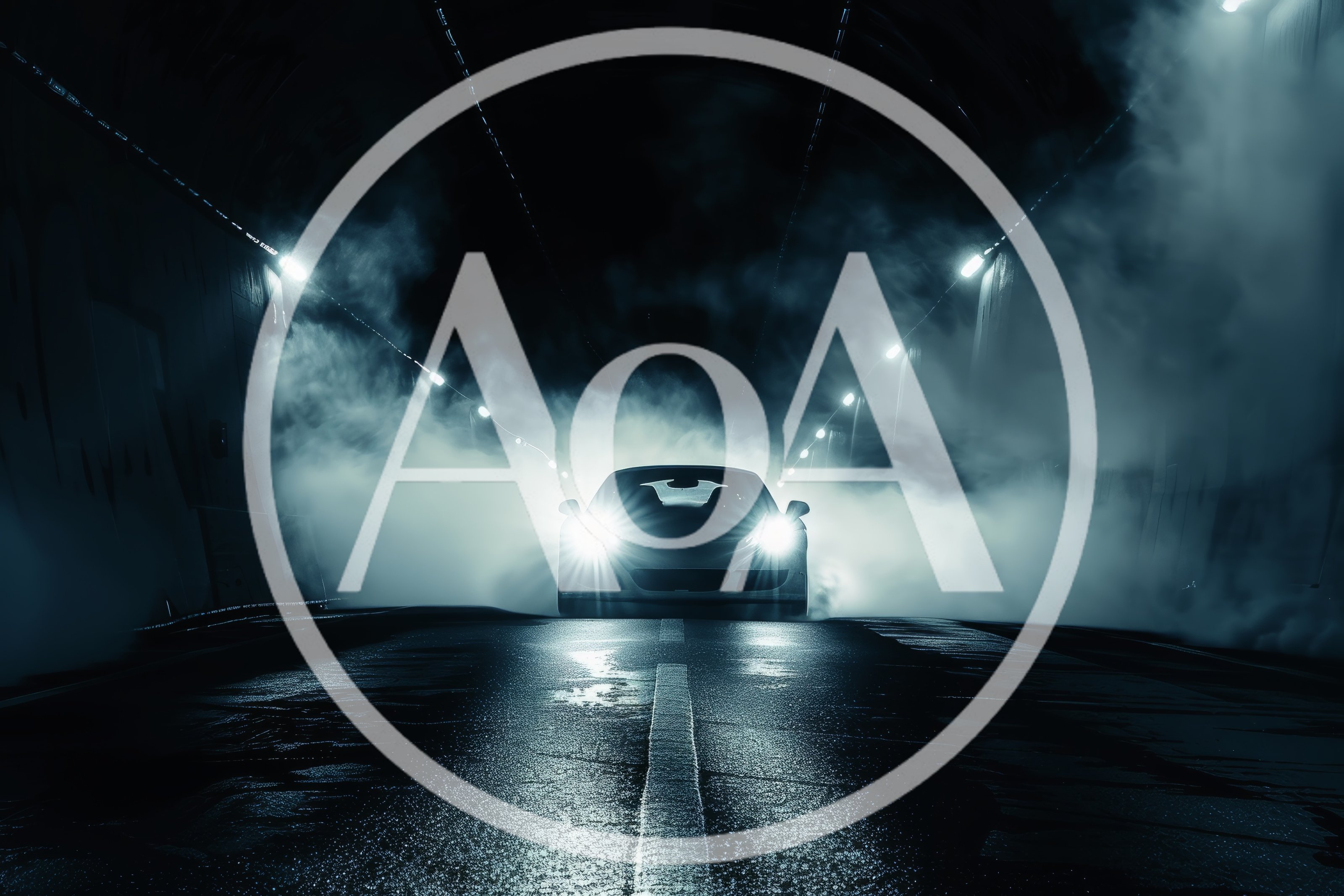 Sports Car Driving Through A Foggy Tunnel