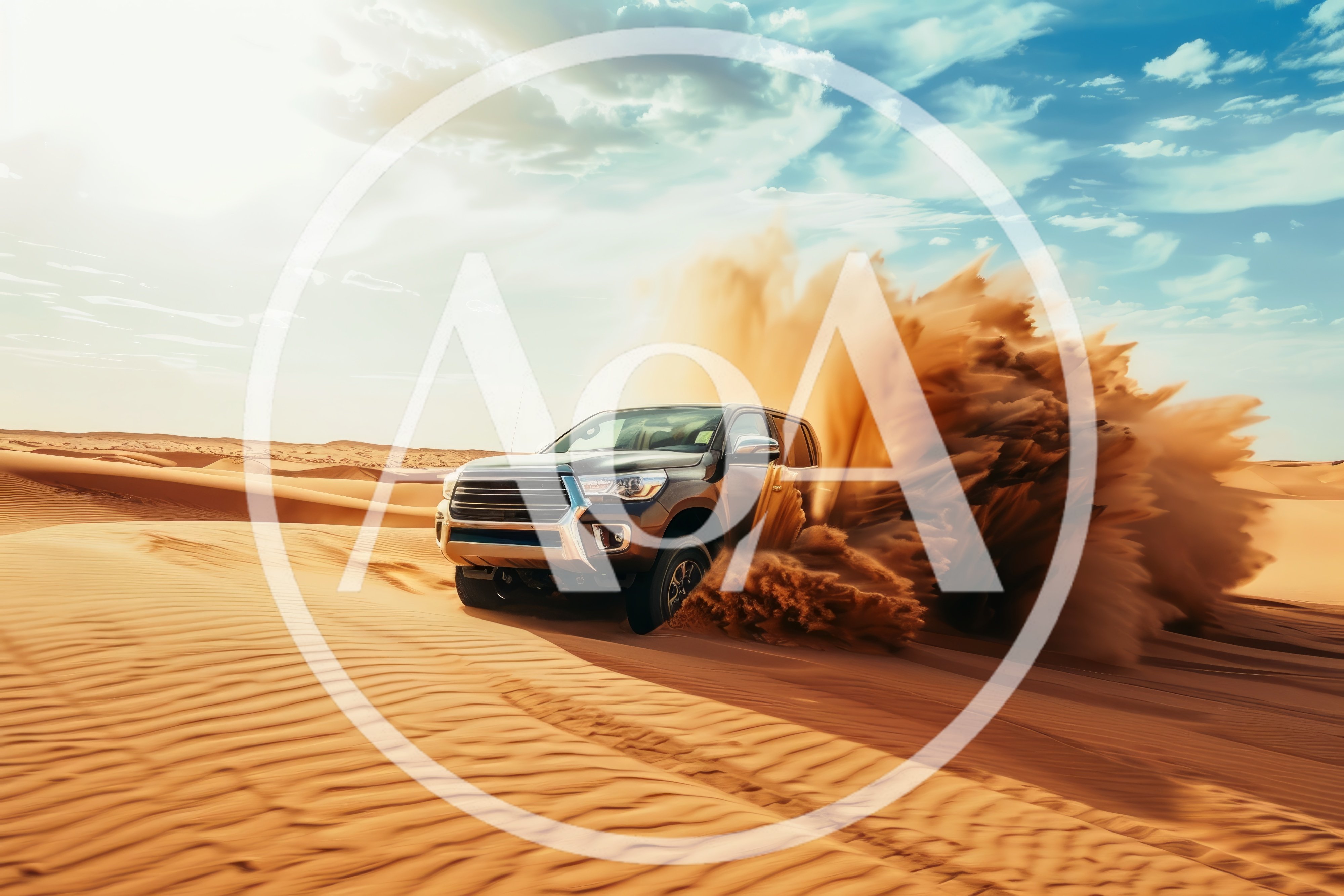 Off-Road SUV Drifting Through Desert Sand Dunes