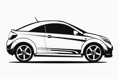 Black And White Vector Illustration Of A Sporty Coupe