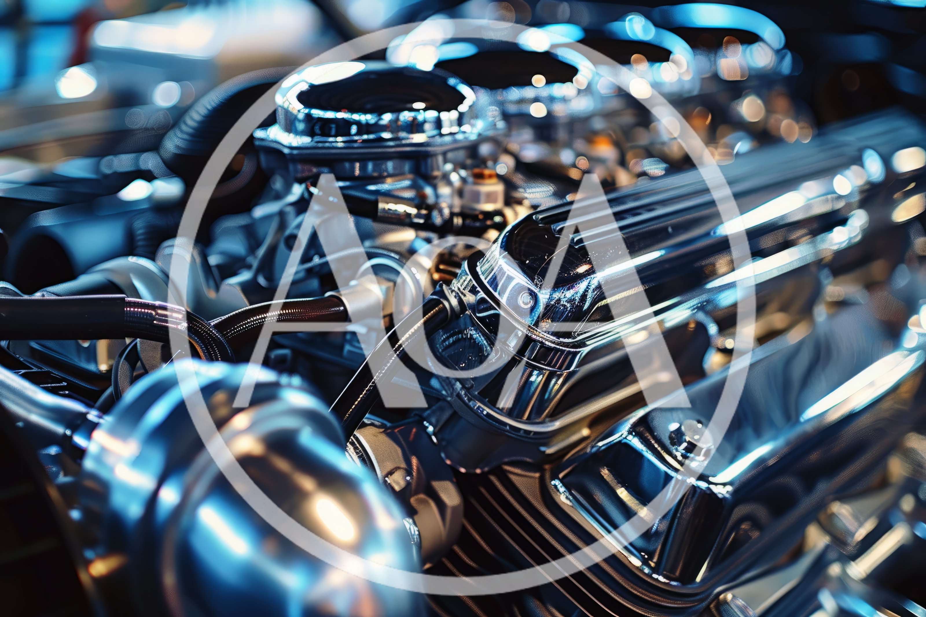 Close Up Of A Polished Chrome V8 Engine