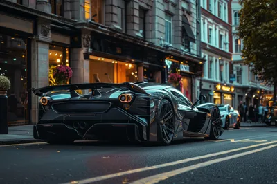 Black Pagani Huayra R Parked On City Street