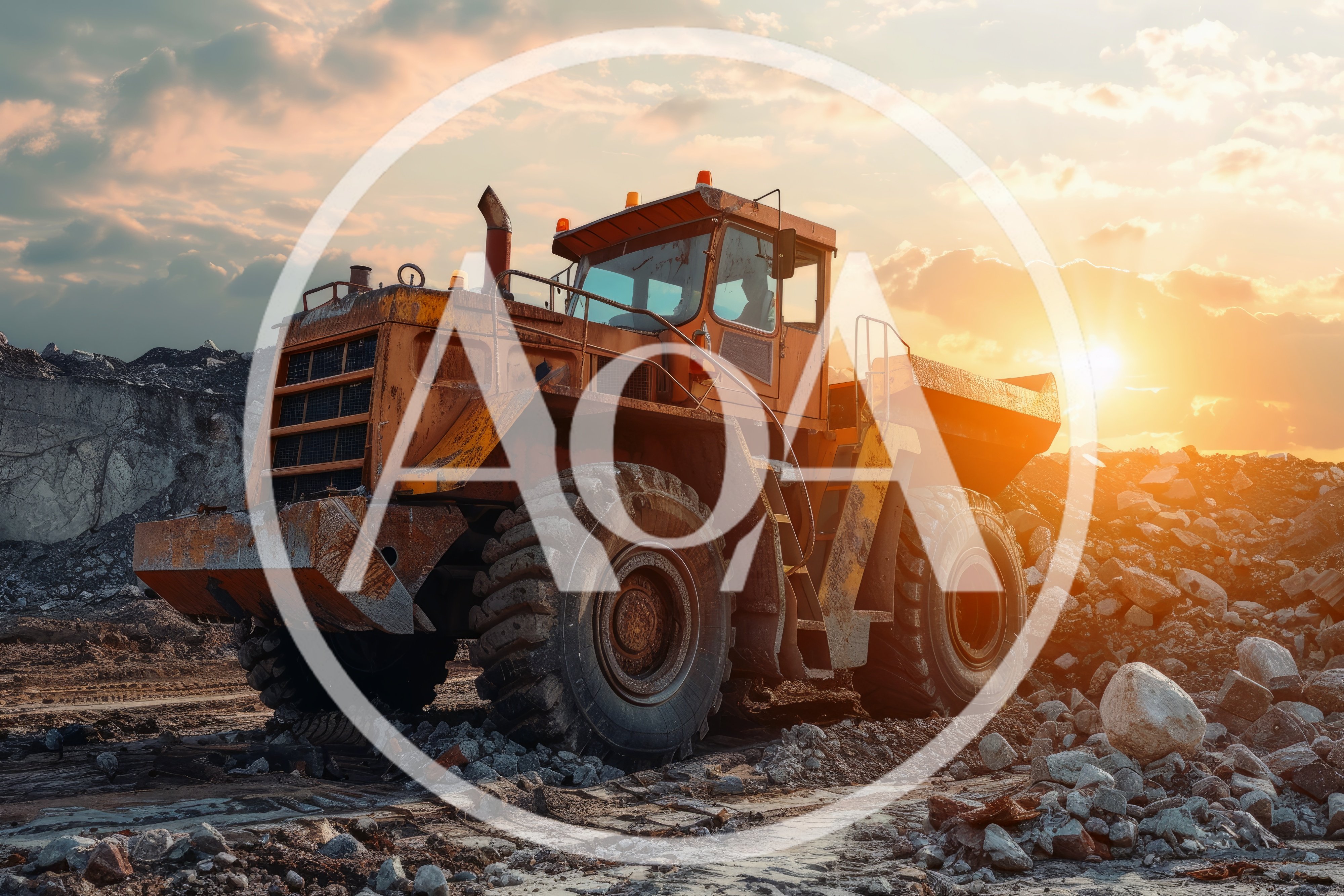 Heavy Duty Mining Dump Truck At Sunset
