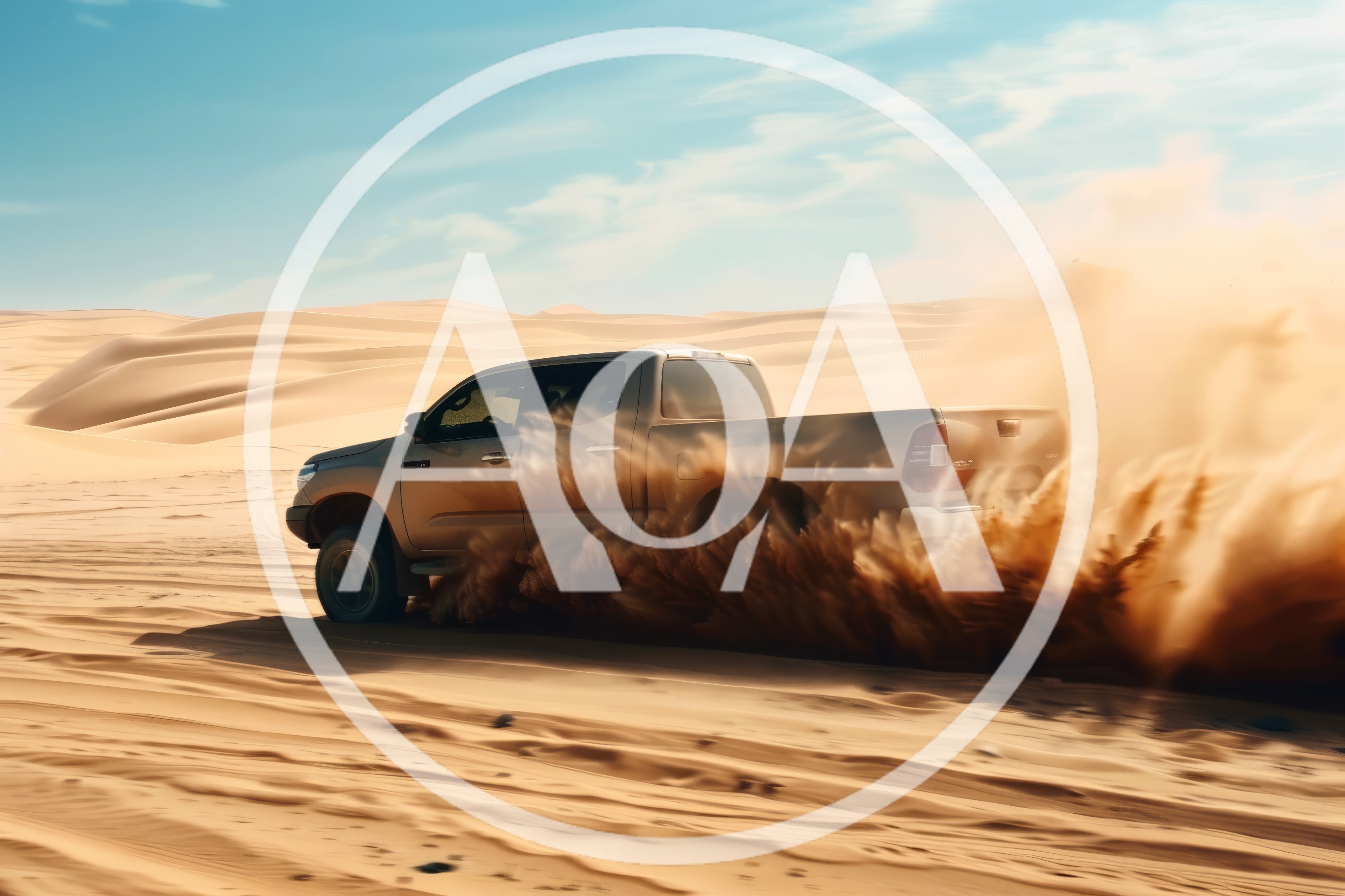 Pickup Truck Drifting Through Desert Sand Dunes