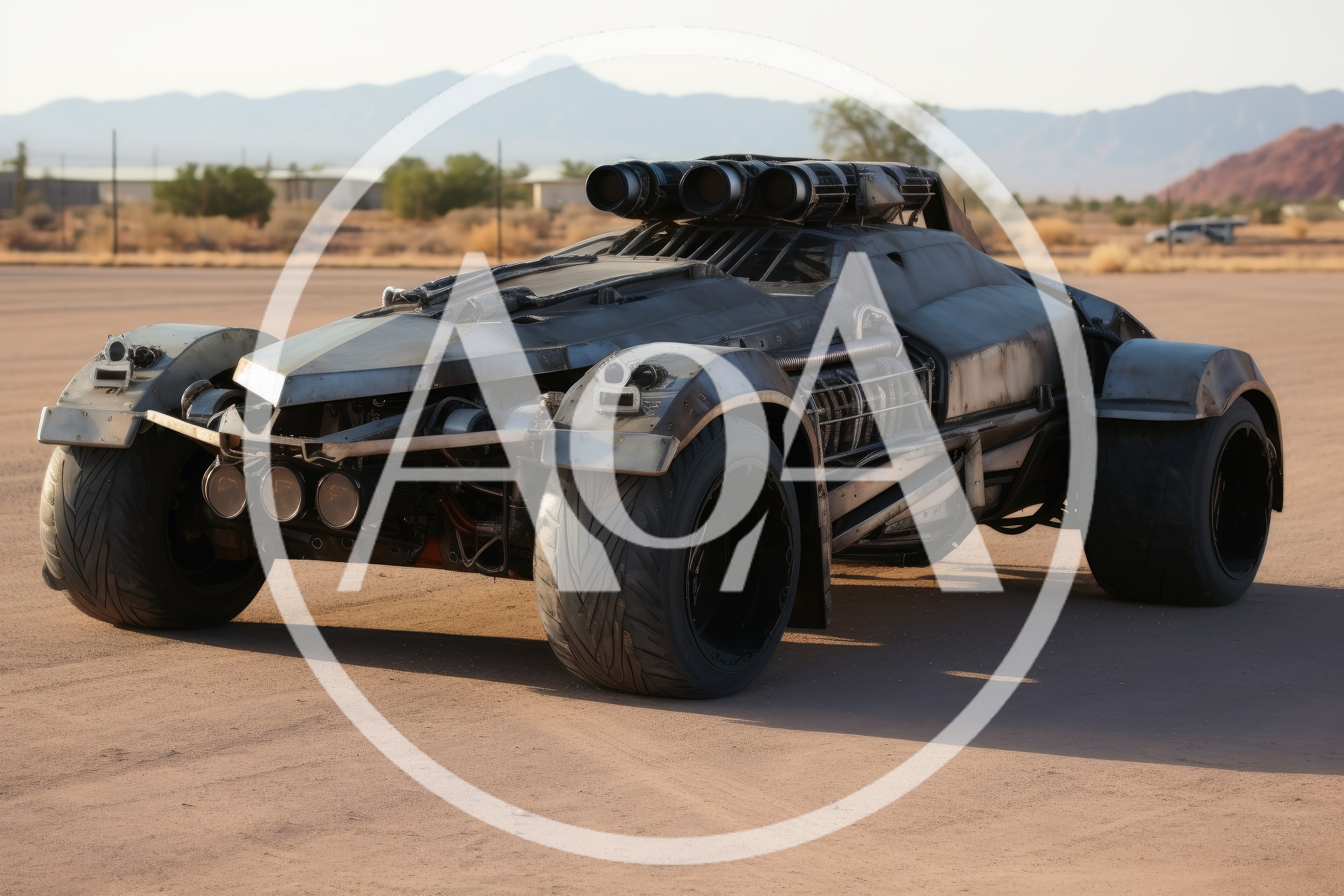 Custom Armored Futuristic Combat Vehicle In Desert