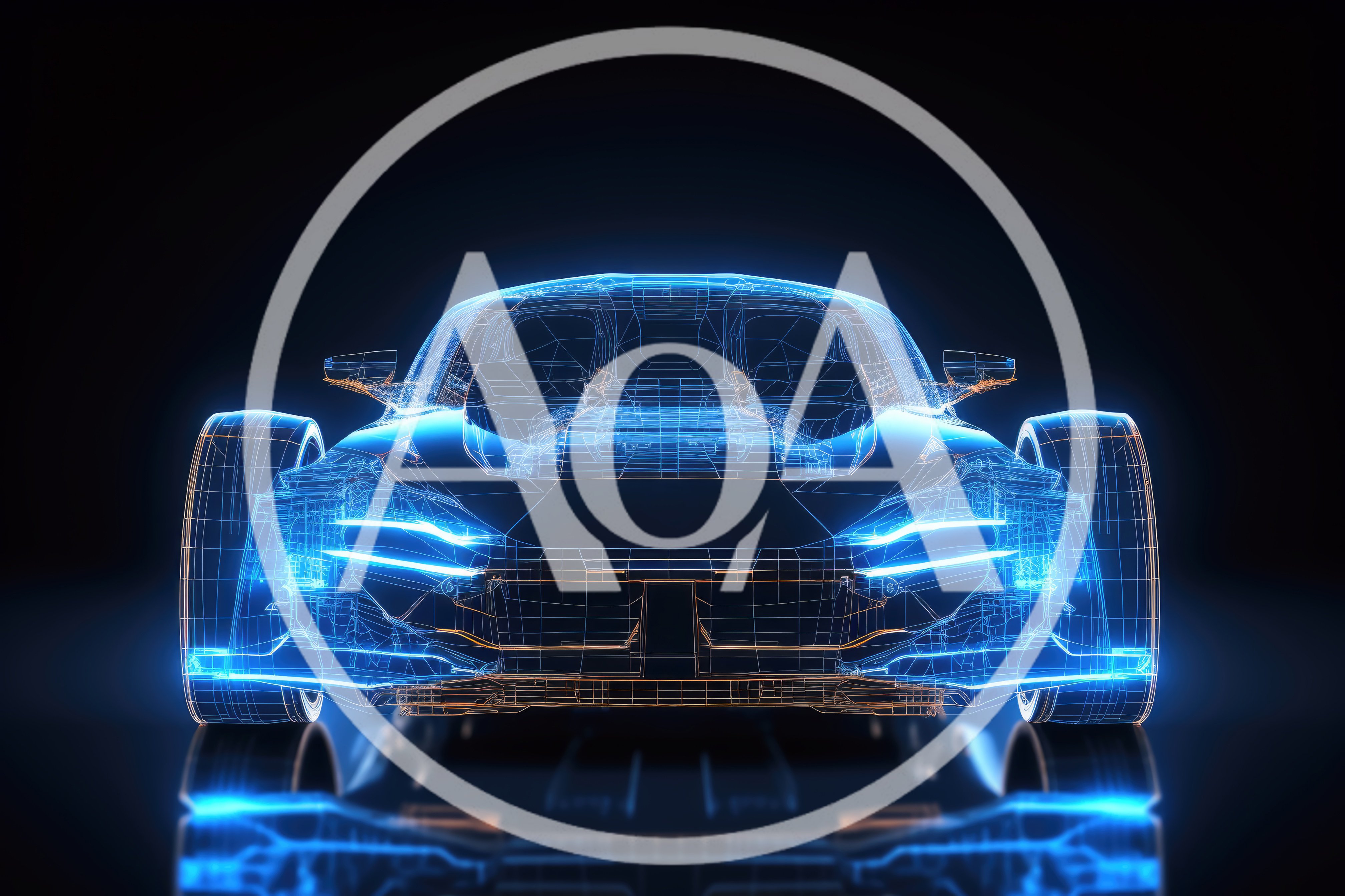 Digital Wireframe Model Of A Futuristic Sports Car
